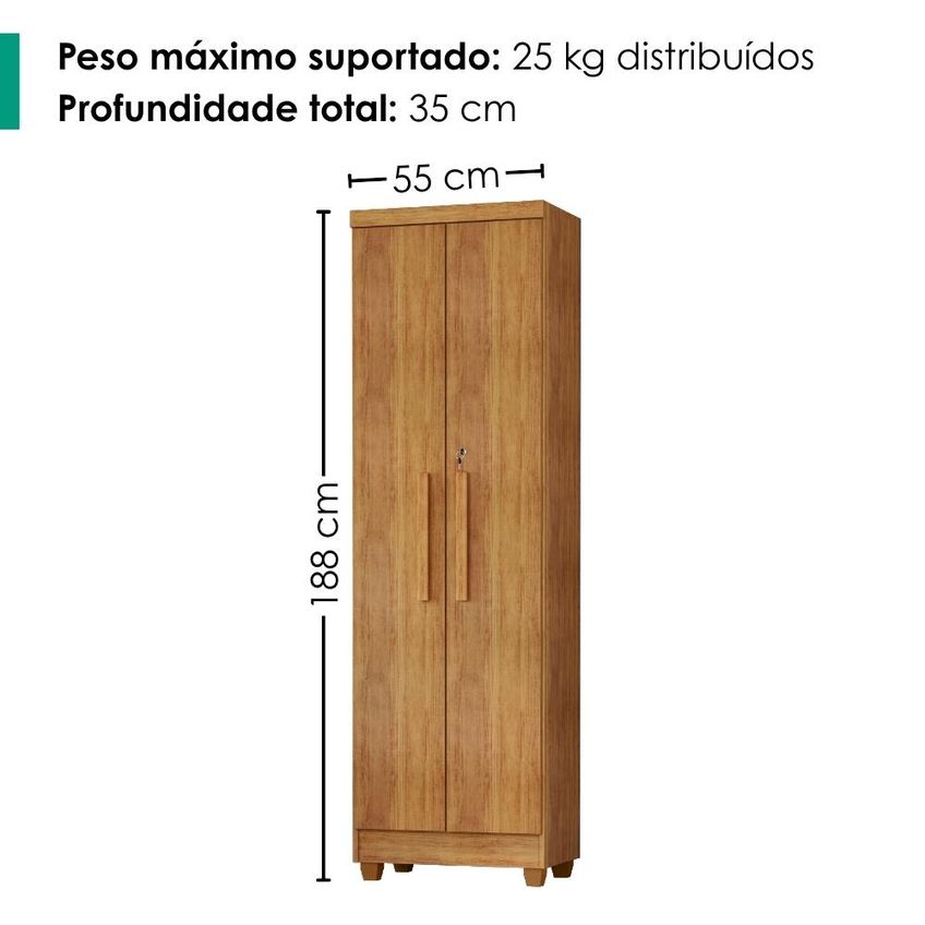 Armario Para Lavanderia Multiuso 2 Portas 188x55 Cm Isabela Cedro Rudk - imagem 3