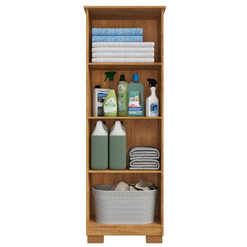 Armario Para Lavanderia Multiuso 2 Portas 126x51 Cm Mini Cedro Areia Rudk - imagem 4