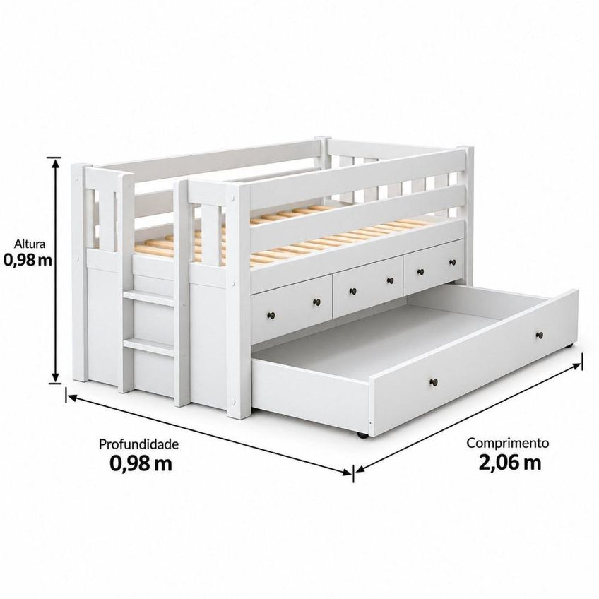Cama Captains Infantil/Juvenil Jubilee Multifuncional Branco Mi - imagem 3