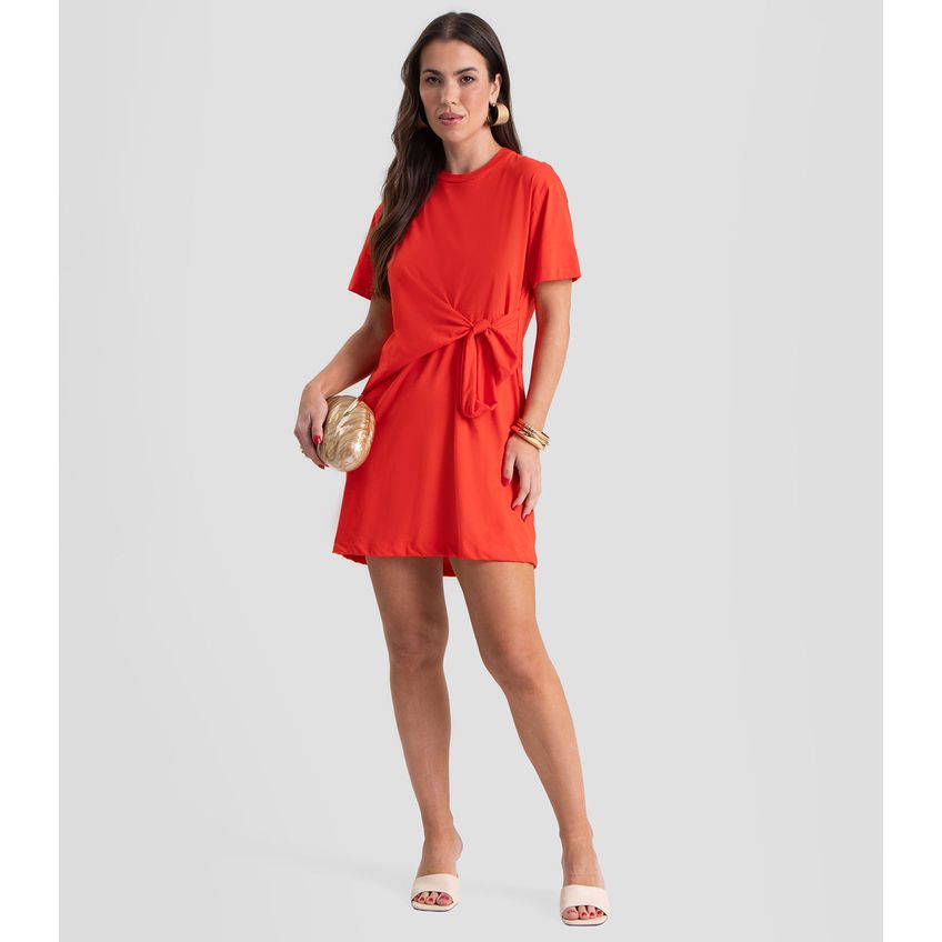 Vestido Curto Feminino E Amarração Lateral Dianna Laranja G - imagem 4