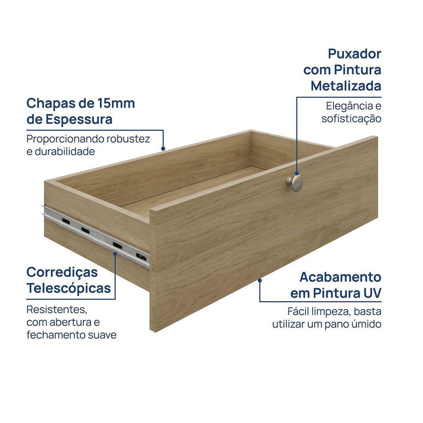 Modulo Gaveta 70cm Frame Yescasa Acácia - imagem 3
