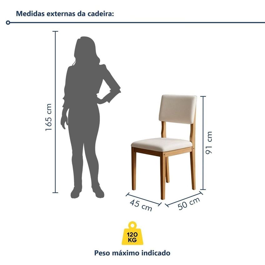 Kit 8 Cadeiras Para Sala De Jantar Com Pés Em Madeira Maciça Carol Cinamomo/palha - imagem 3