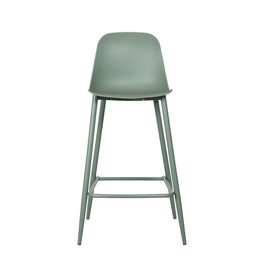 Kit Com 2 Banquetas Miami Alta Assento Em Polipropileno E Base Em Aço Com Pintura Epóxi - Verde Al Verde Aloe - imagem 4