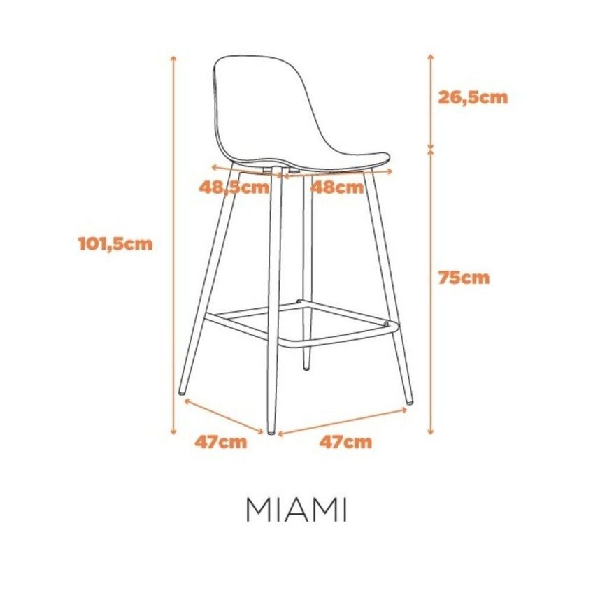Banqueta Miami Alta Assento Em Polipropileno E Base Em Aço Com Pintura Epóxi - Cor Verde Aloe Verde Aloe - imagem 3