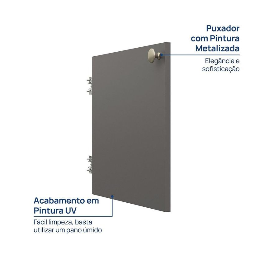 Kit Porta Módulo Canto Reto 60cm Frame Yescasa Grafite - imagem 3