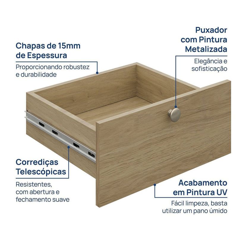 Modulo Gaveta 45cm Frame Yescasa Acácia - imagem 3
