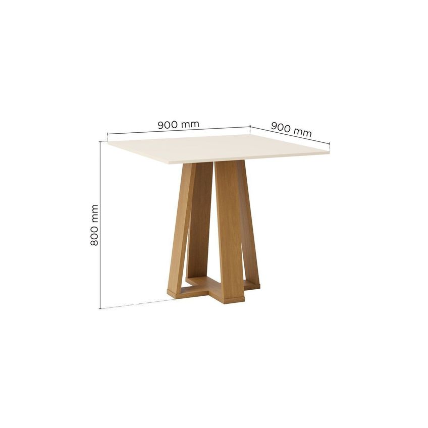 Mesa De Jantar 4 Lugares 90cm Tampo Mdf Canto Reto Lisa Cinamomo/Off White - imagem 3