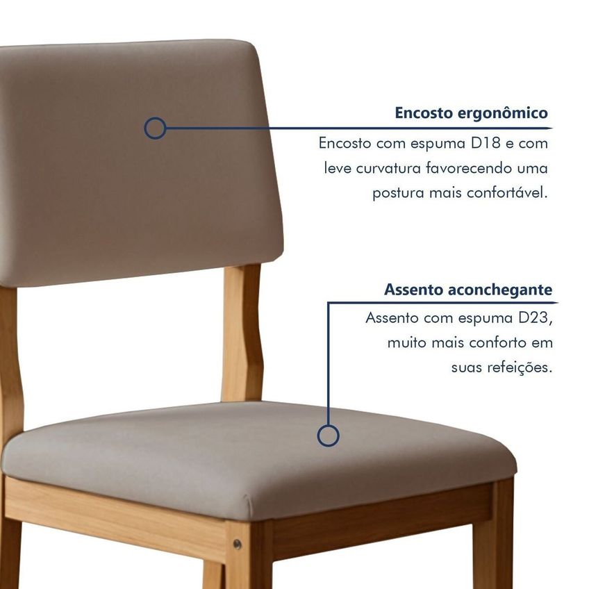 Kit 8 Cadeiras Para Sala De Jantar Com Pés Em Madeira Maciça Carol Cinamomo/bege - imagem 4