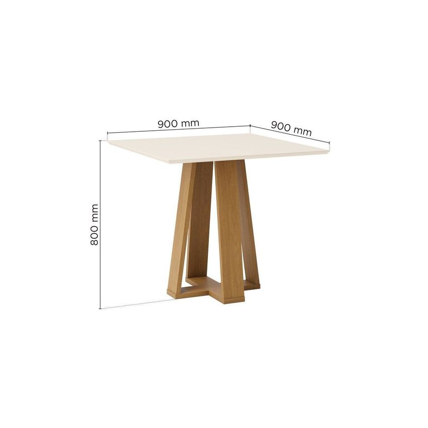 Mesa De Jantar 4 Lugares 90cm Tampo Mdf Canto Reto Lisa Cinamomo/Off White - imagem 3