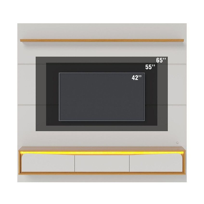 Painel Para TV 65 Polegadas Com LED 180cm Tahiti Off White/Naturale - imagem 5