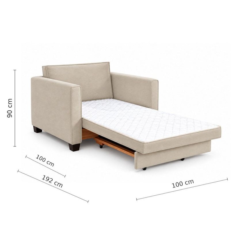 Sofá Cama Solteiro 100 Cm Veludo Fusion Yescasa Bege Claro - imagem 3