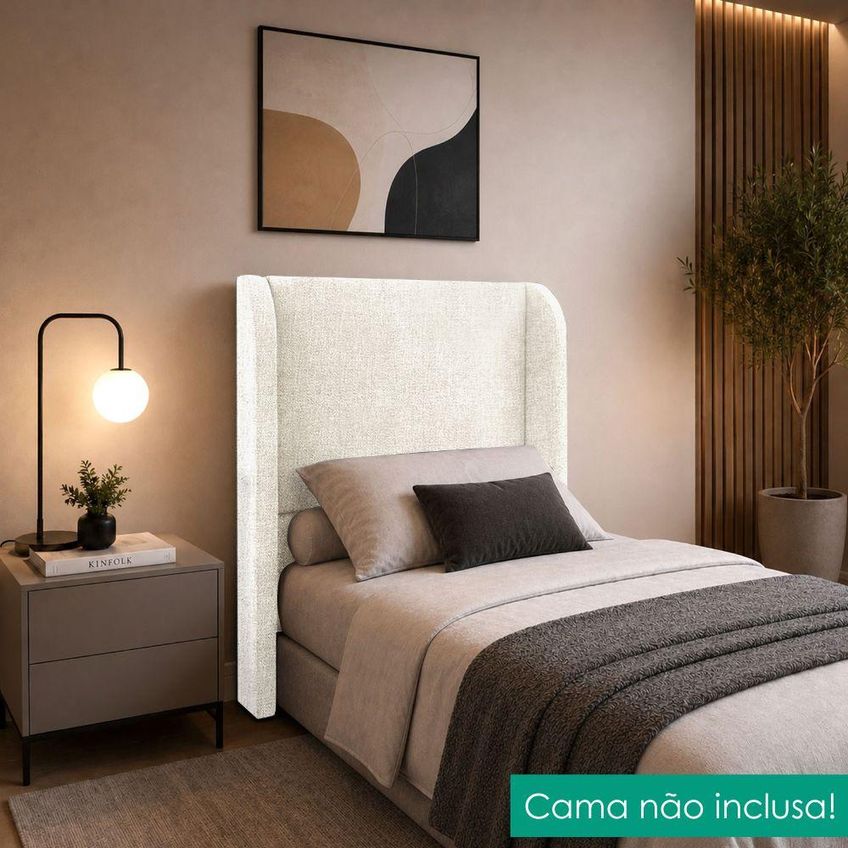 Cabeceira Solteiro 90 Cm Com Frame Imperial Linho Cru Impo - imagem 5