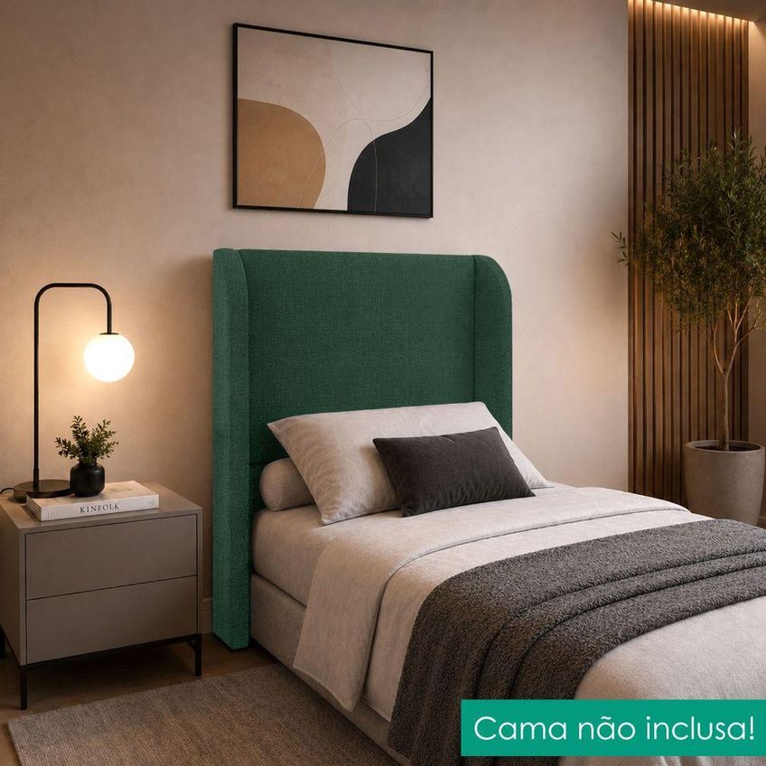 Cabeceira Solteiro 90 Cm Com Frame Imperial Linho Verde Musgo Impo - imagem 5