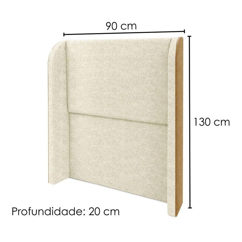 Cabeceira Solteiro 90 Cm Com Frame Imperial Boucle Creme Corino Whisky Impo - imagem 3
