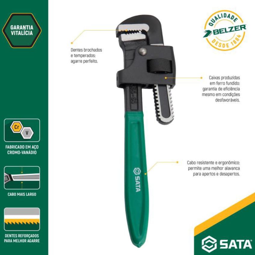 Chave Para Tubo 8" - St70812g - Sata Sata - imagem 3