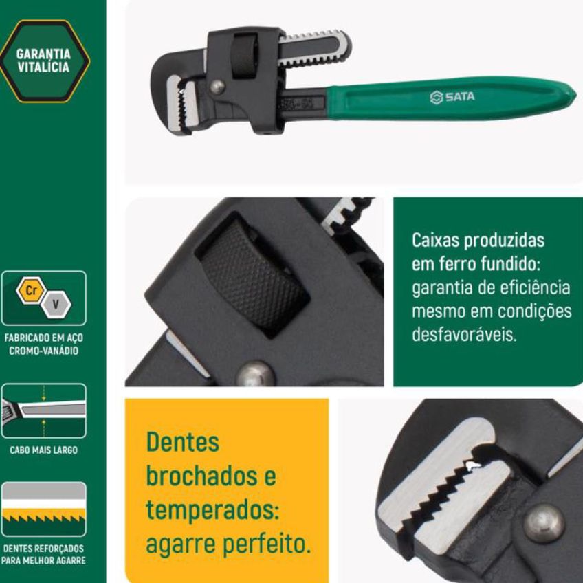 Chave Para Tubo 8" - St70812g - Sata Sata - imagem 5