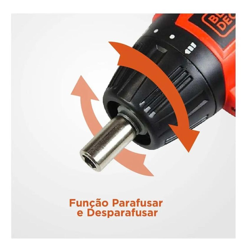 Parafusadeira Black+Decker KC4815B-BR 4,8V Sem Fio Com 16 Acessórios Laranja - imagem 3