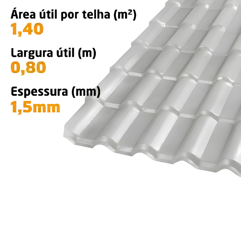 Telha PVC Plan Colonial Muke Tools Cinza 241x88cm 6 Ondas 15mm - imagem 4