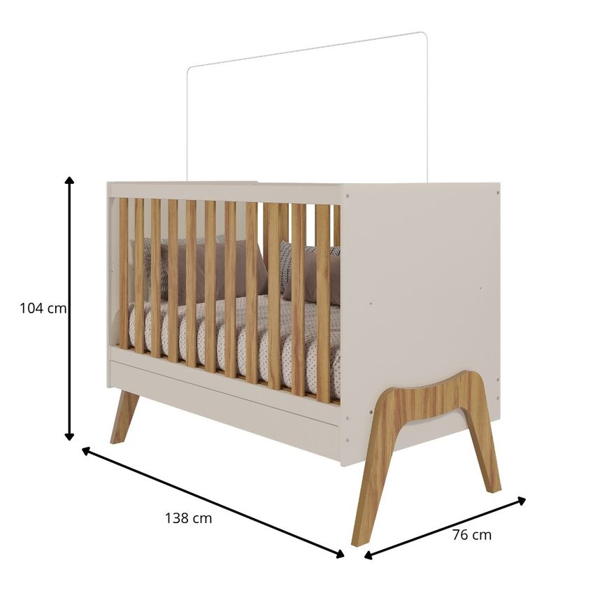 Berço Mini Cama Retrô 5 Em 1 Em MDF Guti Móveis Peroba - imagem 3