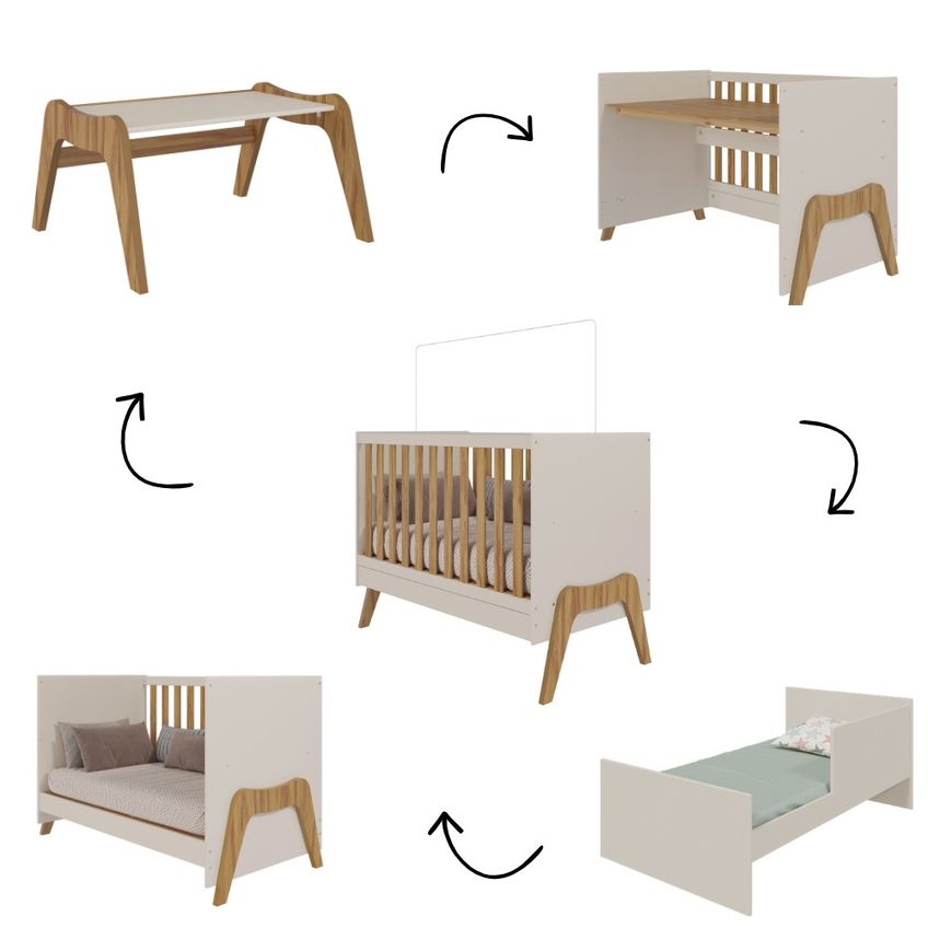 Berço Mini Cama Retrô 5 Em 1 Em MDF Guti Móveis Peroba - imagem 4