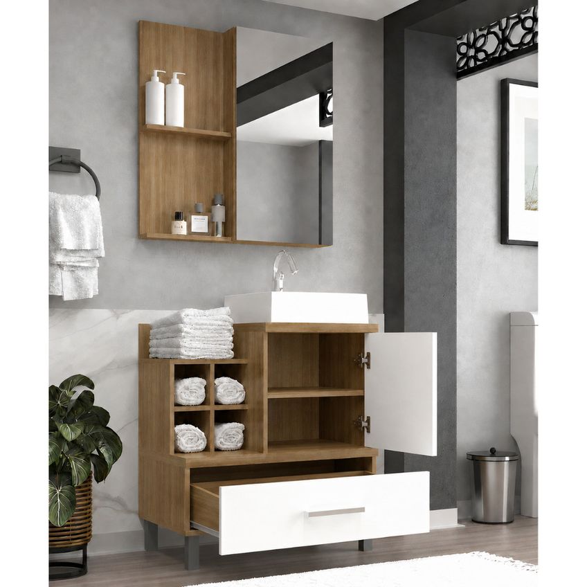Conjunto Para Banheiro 1 Porta 1 Gaveta Baly Móveis Sander - imagem 3