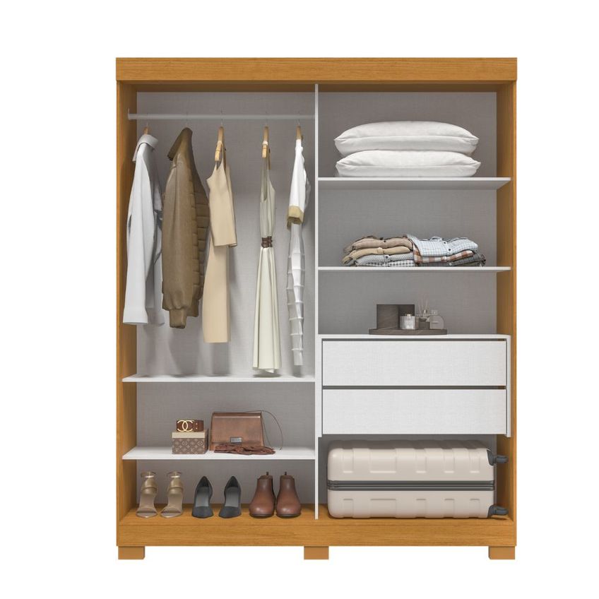 Guarda Roupa Solteiro Flex 2 Portas De Correr Com Pés Em MDF Helena ACP Móveis - imagem 4
