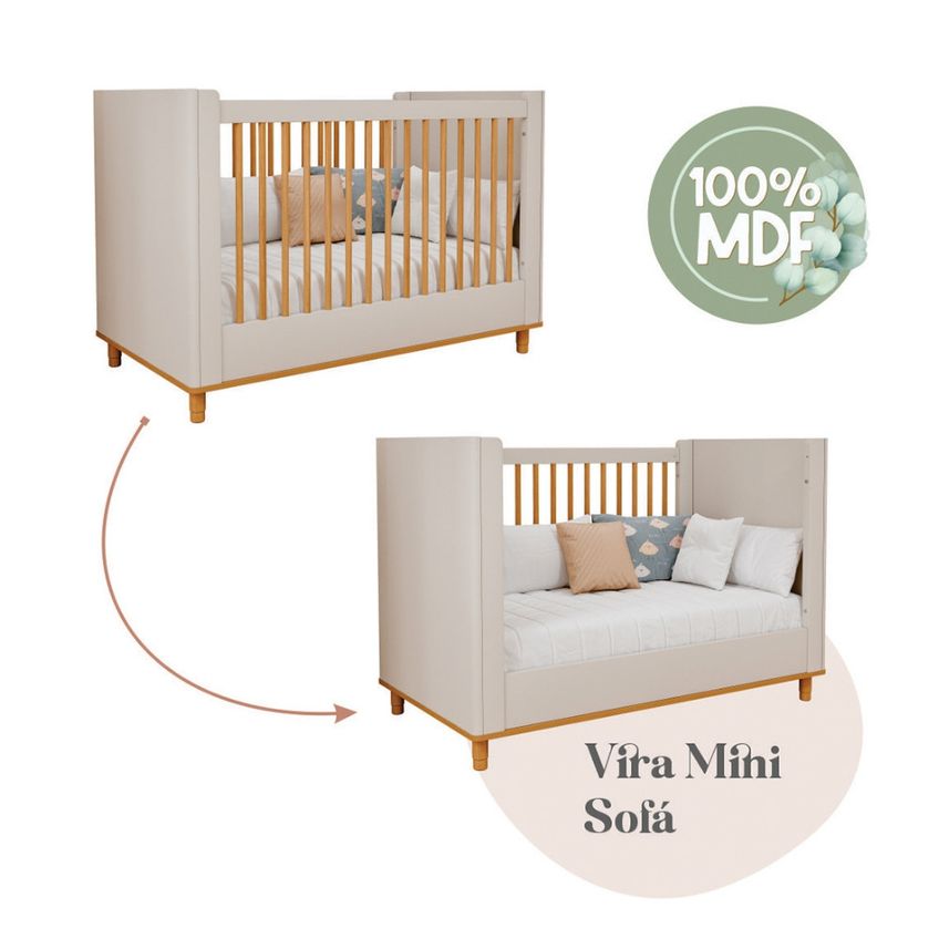 Quarto De Bebê Berço Mini Cama E Guarda Roupa 4 Portas Lívia Permóbili - imagem 4