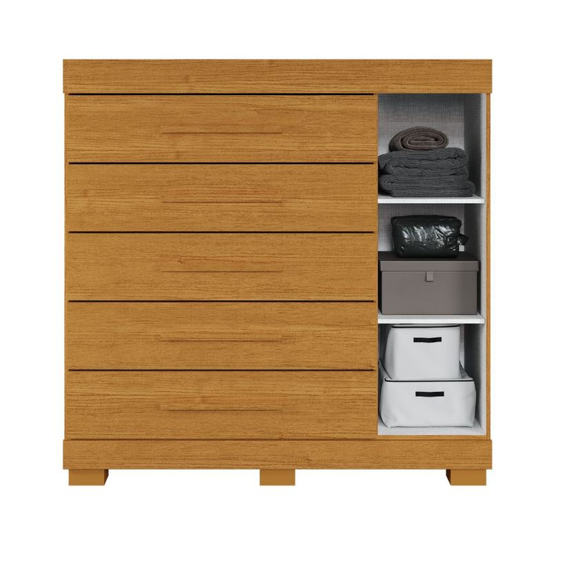 Cômoda 5 Gavetas 1 Porta Com Pés Em MDF Rayane ACP Móveis - imagem 3
