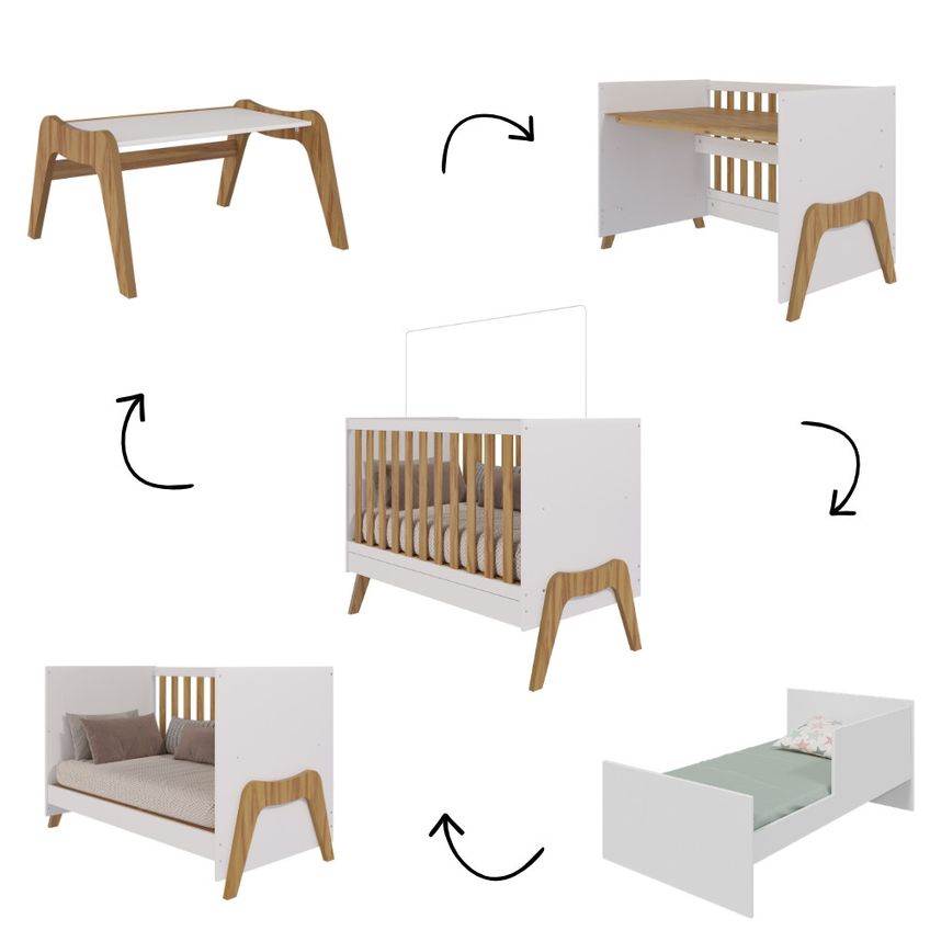Berço Mini Cama Retrô 5 Em 1 Em MDF Guti Móveis Peroba - imagem 4
