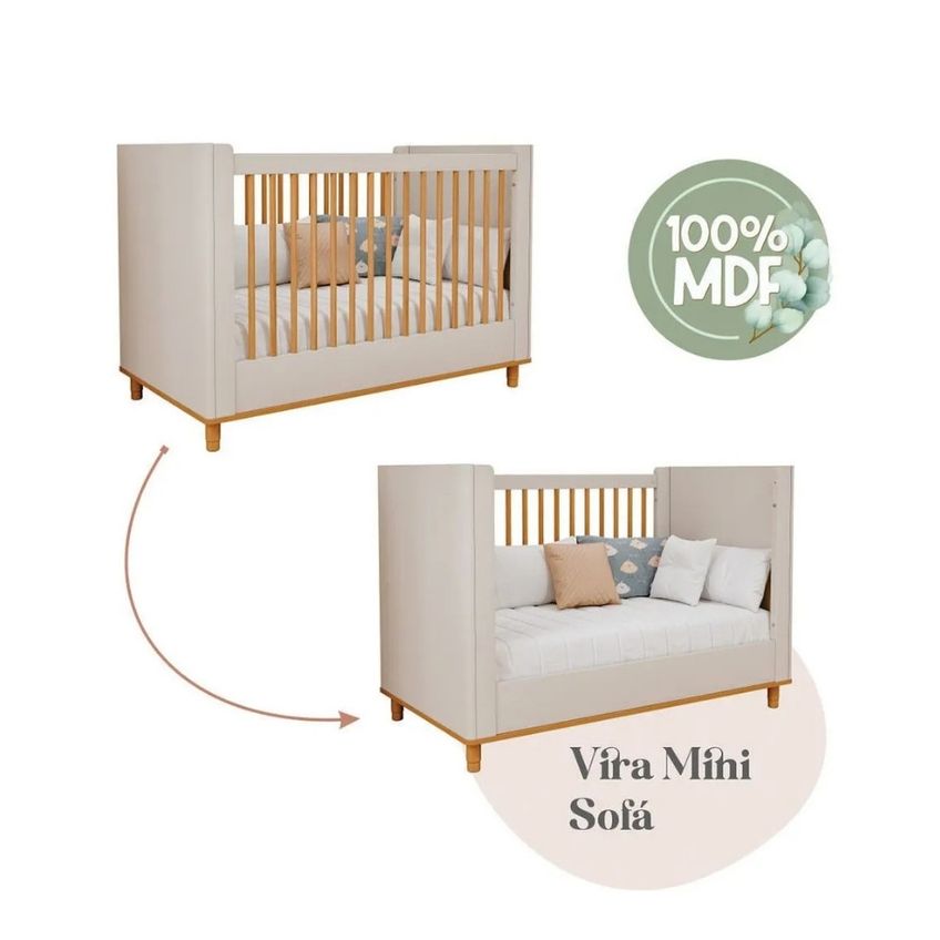 Quarto De Bebê Completo Com Berço Guarda Roupa E Cômoda Em Mdf Manuela Permóbili - imagem 4