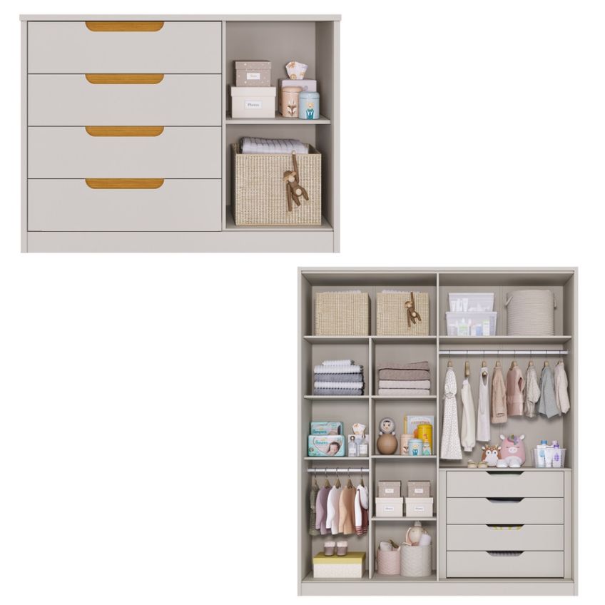 Quarto De Bebê Completo Com Berço Guarda Roupa E Cômoda Em Mdf Manuela Permóbili - imagem 5