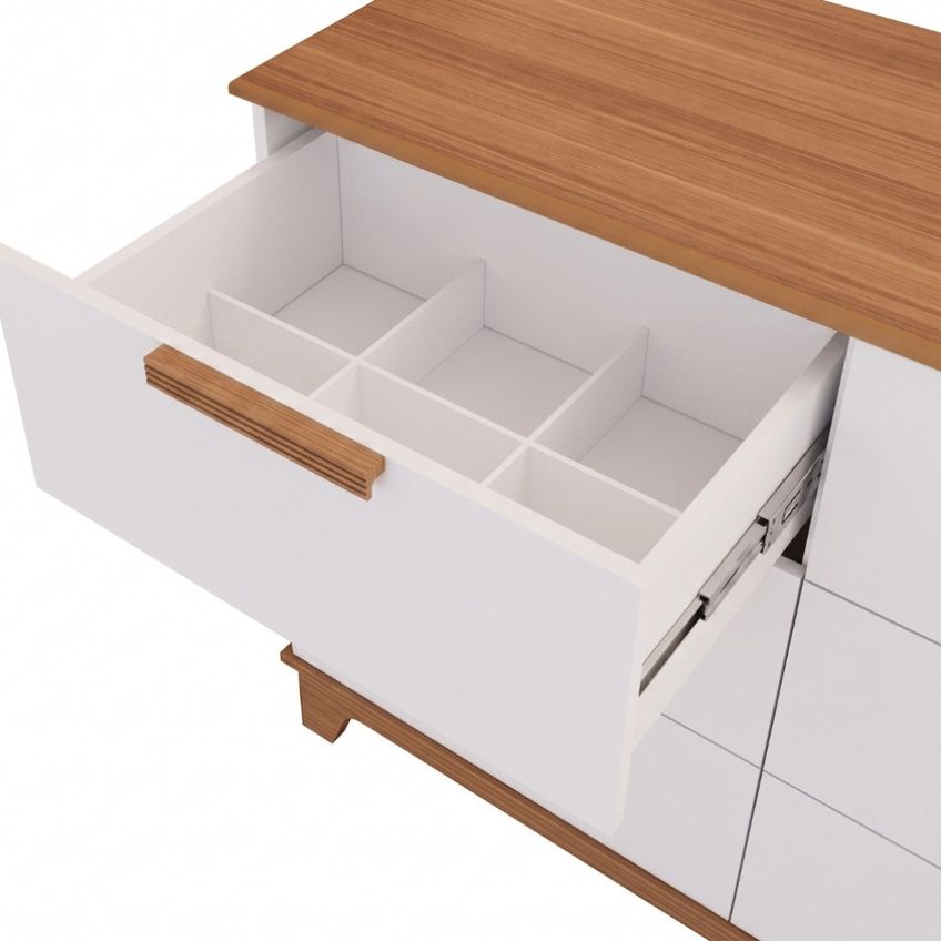 Quarto Infantil Guarda Roupa 4 Portas 4 Gavetas E Cômoda 6 Gavetas Em MDF Pistache Permobili - imagem 4