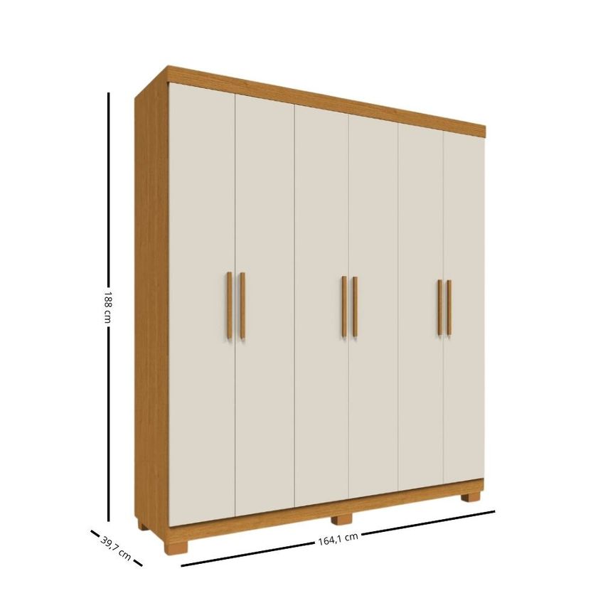 Guarda Roupa Casal 6 Portas Com Pés Em MDF Lana ACP - imagem 4