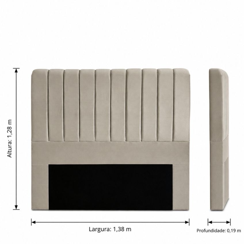 Cabeceira Estofada Casal 138cm Veludo Jade JSW Móveis - imagem 3