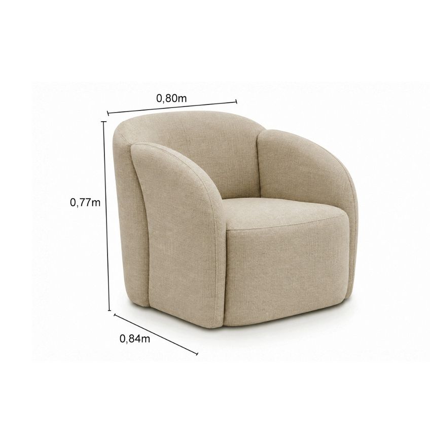 Poltrona 80cm Linho Giratória Luna Ferguile - imagem 4