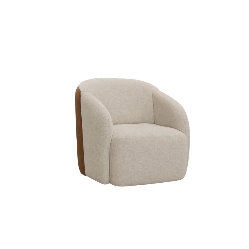 Poltrona 75cm Linho Com Couro Sintético Nice Ferguile - imagem 3