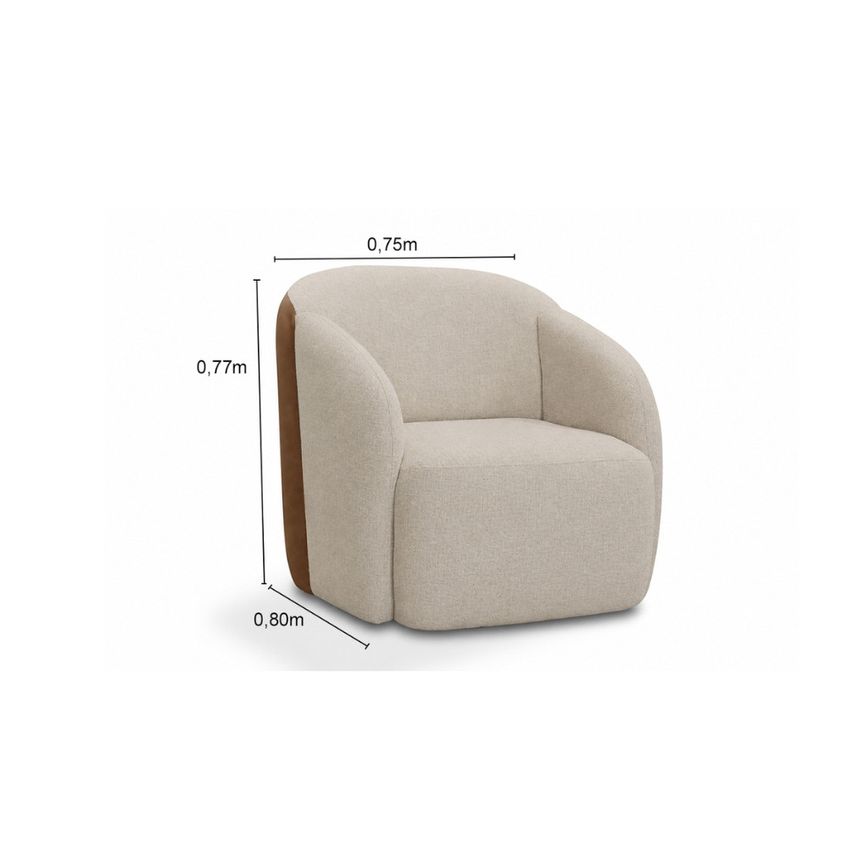 Poltrona 75cm Linho Com Couro Sintético Nice Ferguile - imagem 4