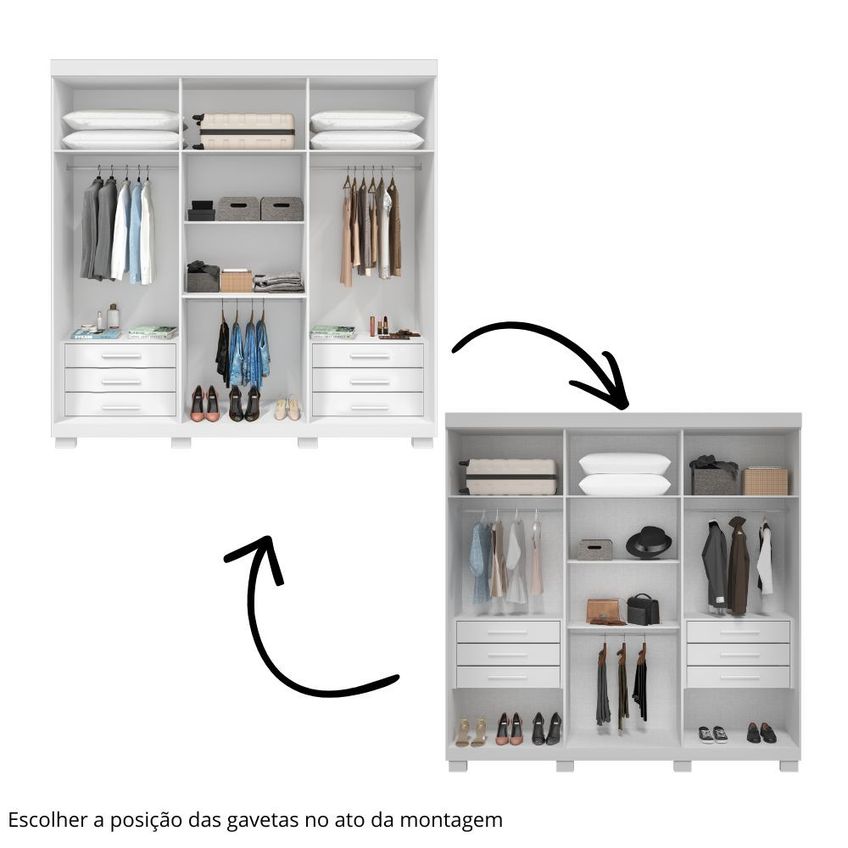 Guarda Roupa Casal Ripado 6 Portas Com Pés Eliza ACP Móveis - imagem 3