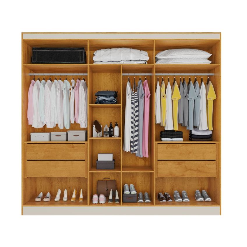 Guarda Roupa Casal Com Espelho 6 Portas Em Mdf Oslo Made Marcs - imagem 3