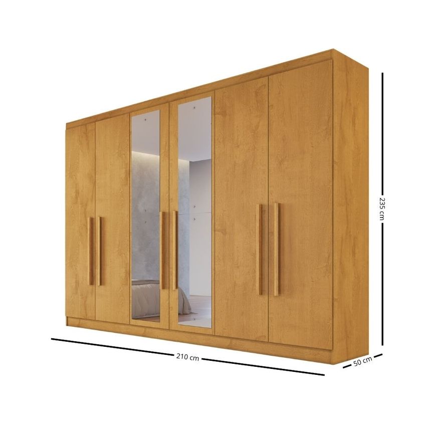 Guarda Roupa Casal Com Espelho 6 Portas Em Mdf Oslo Made Marcs - imagem 4