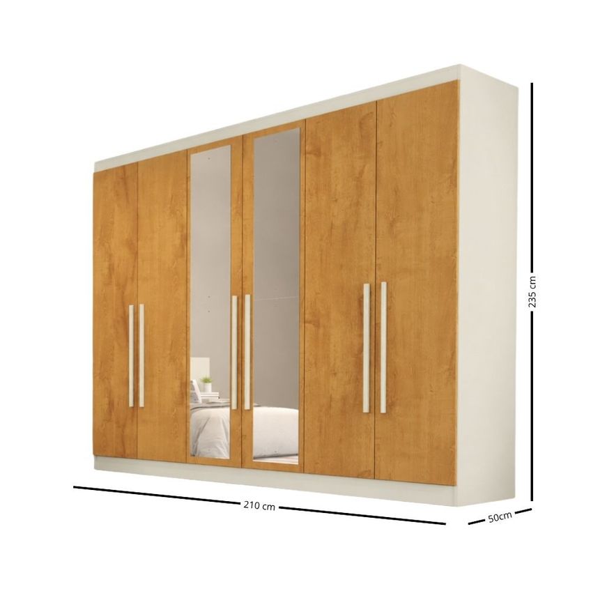 Guarda Roupa Casal Com Espelho 6 Portas Em Mdf Oslo Made Marcs - imagem 4