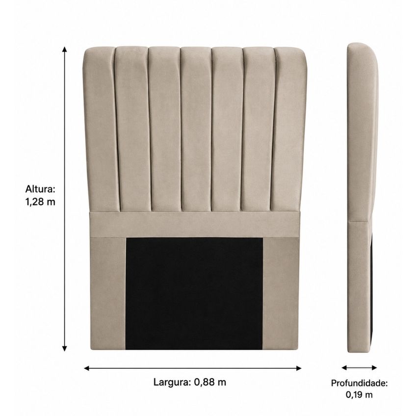 Cabeceira Estofada Solteiro 88cm Veludo Jade JSW Móveis - imagem 3