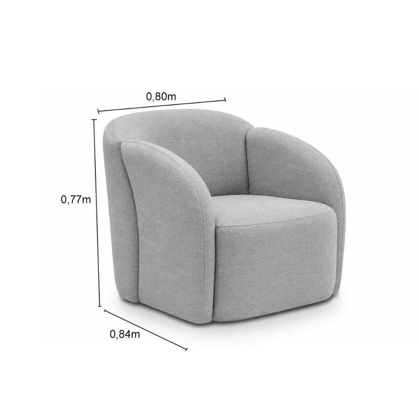 Poltrona 80cm Linho Giratória Luna Ferguile - imagem 4
