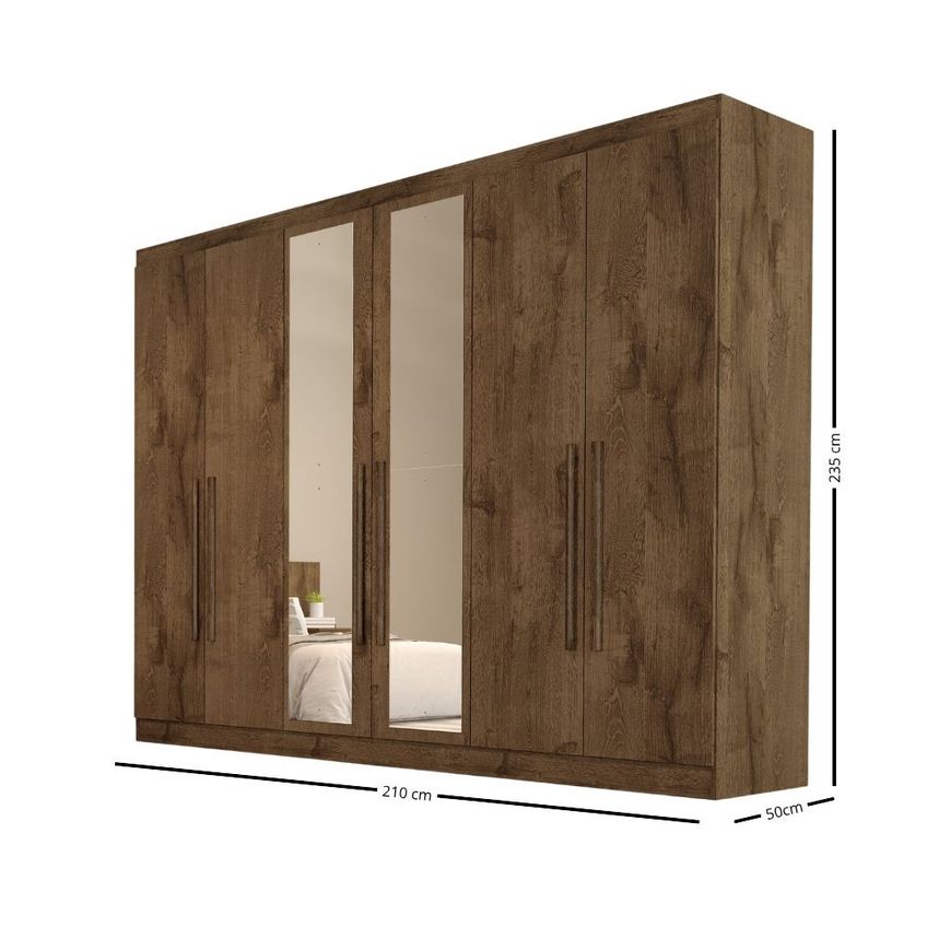 Guarda Roupa Casal Com Espelho 6 Portas Em Mdf Oslo Made Marcs - imagem 4