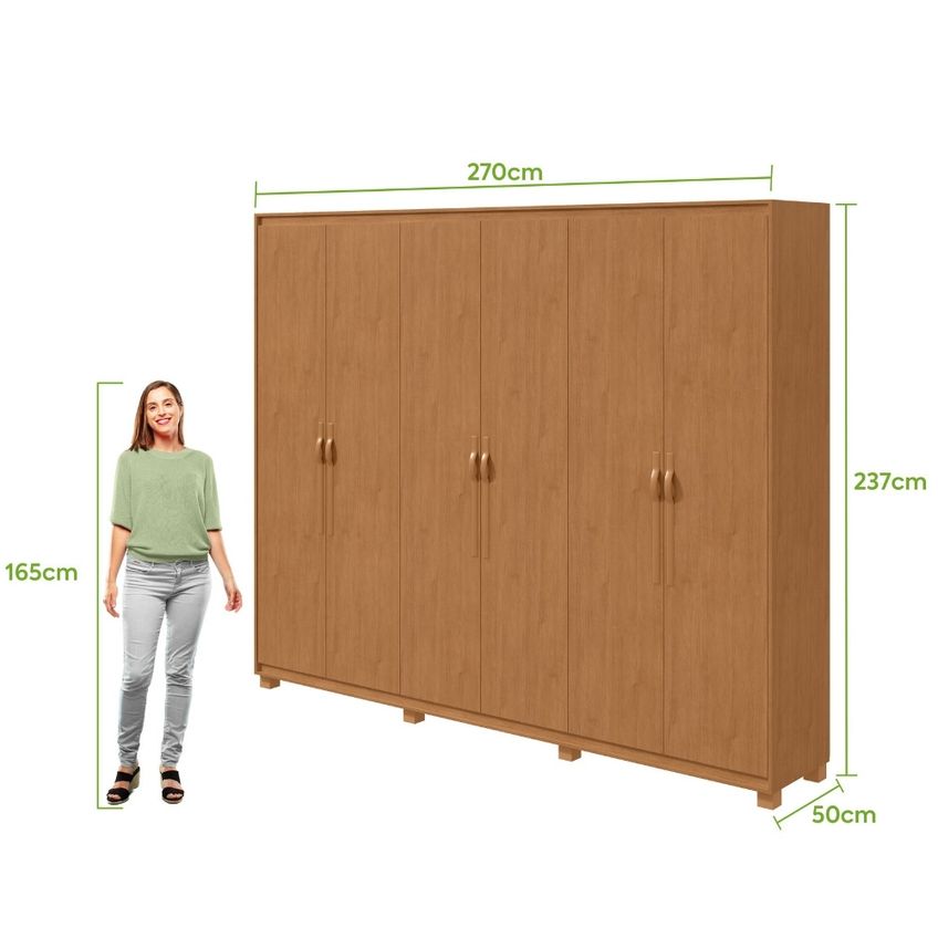 Guarda Roupa Casal 6 Portas Com Pés Em MDF Suavitá Lopas - imagem 4