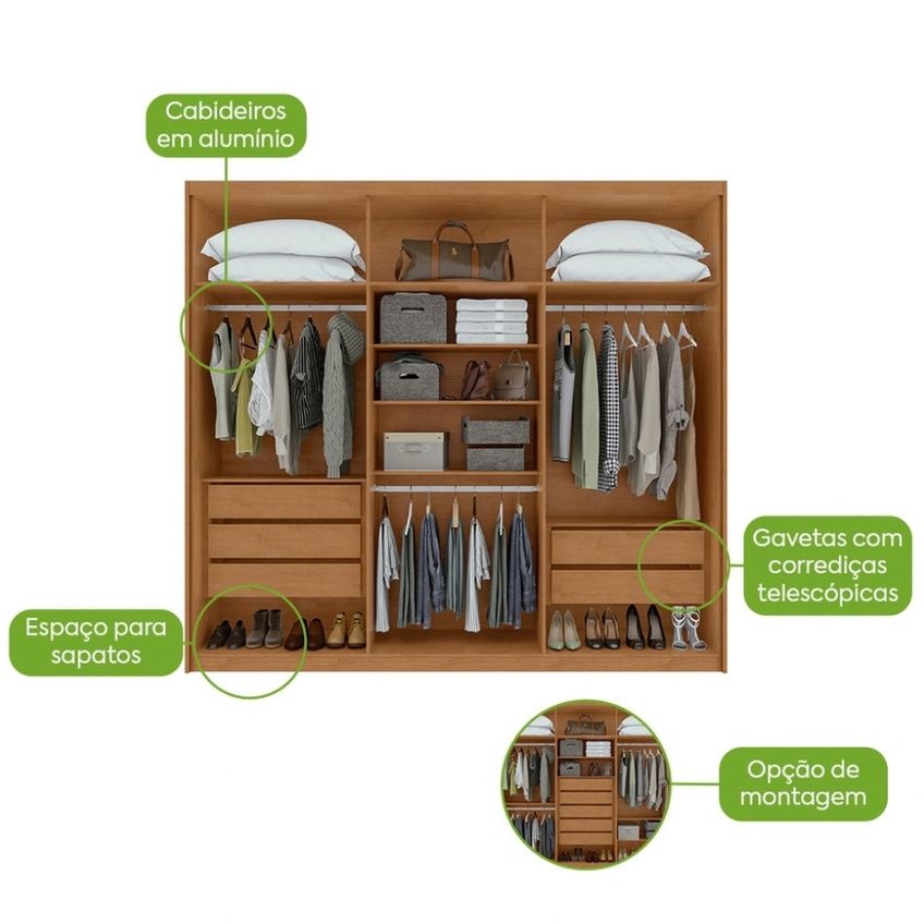 Guarda Roupa Casal 6 Portas Com Pés Áries Lopas - imagem 3