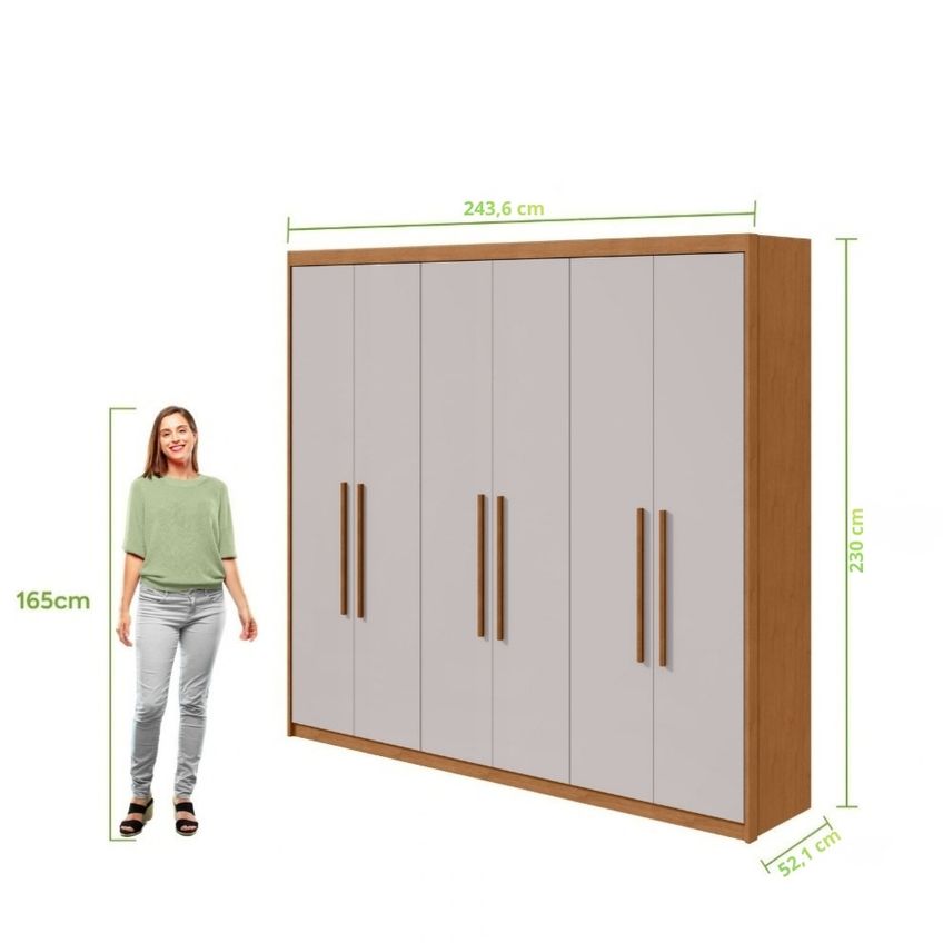 Guarda Roupa Casal 6 Portas Com Pés Áries Lopas - imagem 4