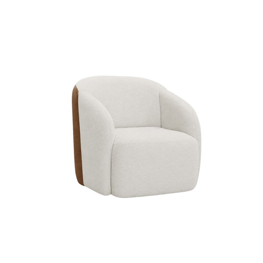 Poltrona 75cm Linho Com Couro Sintético Nice Ferguile - imagem 3