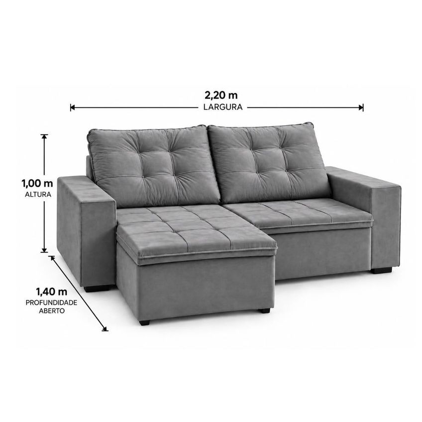 Sofá 3 Lugares Retrátil Reclinável 220cm Suede Dubai Flash Estofados - imagem 3