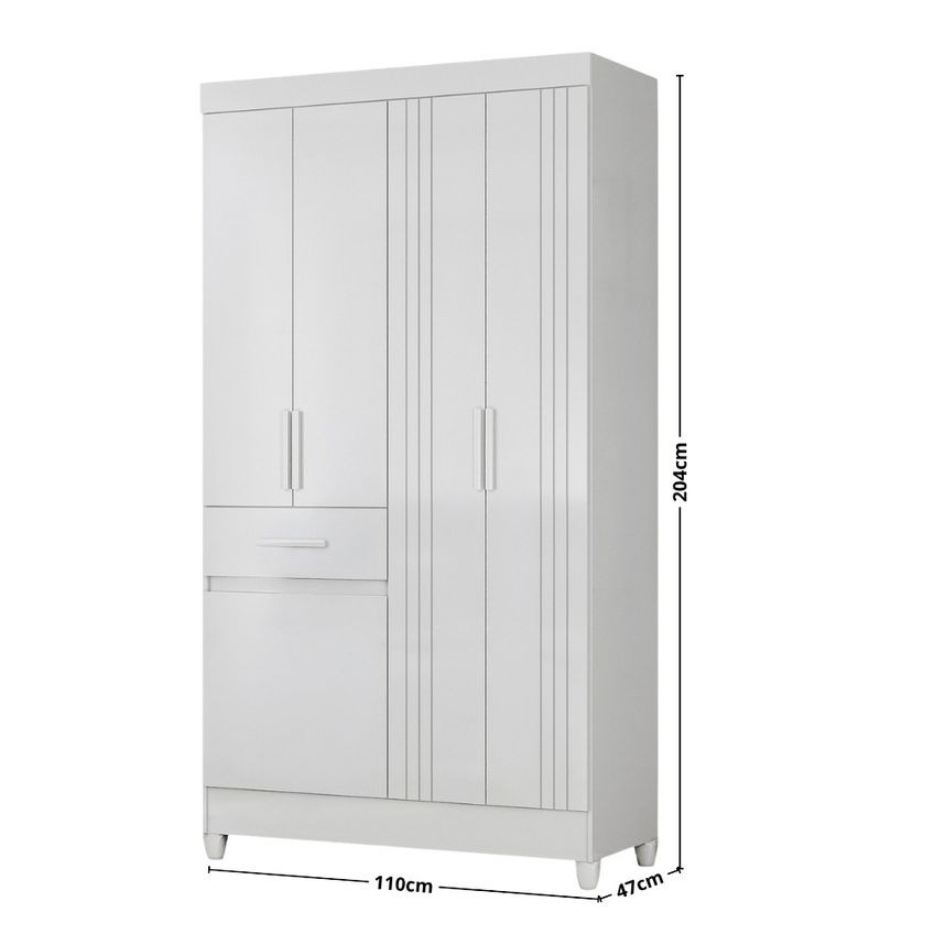 Guarda Roupa Solteiro Flex Frisado 5 Portas 1 Gaveta Com Pés Siena Moval - imagem 4